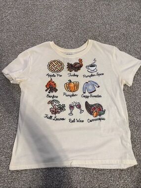 Womens Cream Fall Icons Graphic Tee